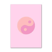 Decorbites™ pastel danish abstract wall art print featuring pink minimalist yin-yang on soft pastel pink background