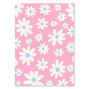 Decorbites™ pastel danish flower wall art poster featuring a pink floral notebook cover with white daisies and blue centers
