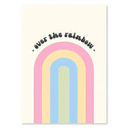 Decorbites pastel danish flower wall art print featuring abstract danish pastel rainbow with over the rainbow script