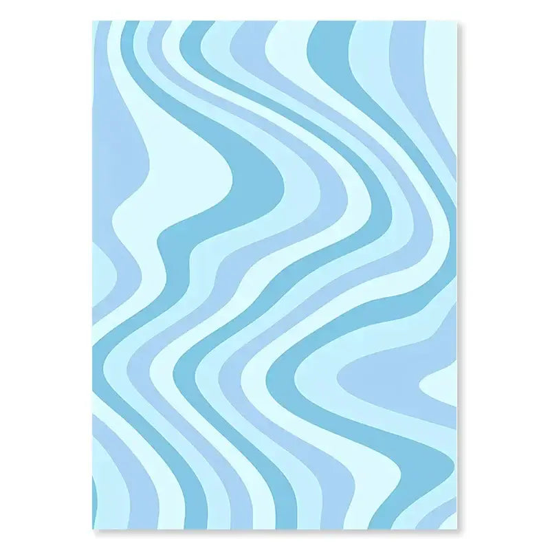 Rectangular decorbites™ pastel danish smiley flower canvas wall art with smooth flowing wavy lines in light and pale blue