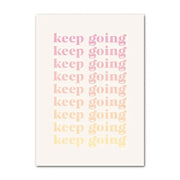 Decorbites™ pastel danish wall art features minimalist rectangular print with keep going text fading pink to yellow and smiley flower design