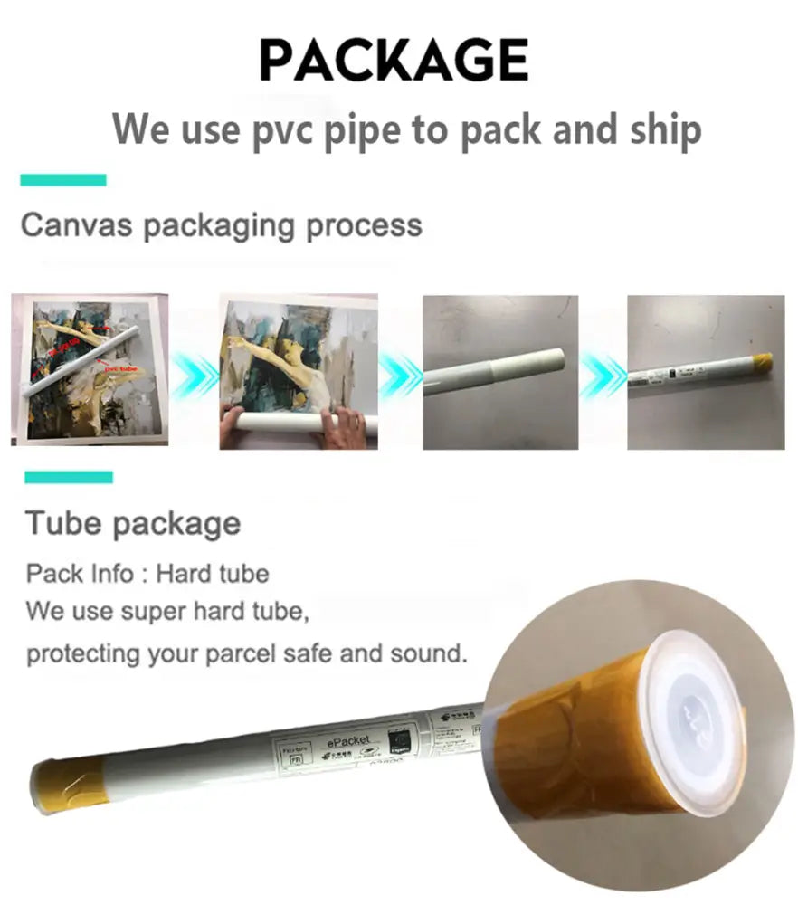 A white and gold pvc pipe tube designed for safe shipping of decorbites™ pastel purple abstract wall art print