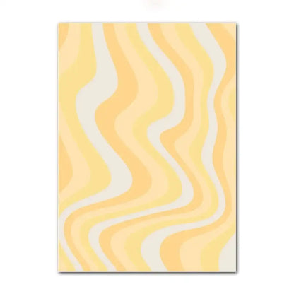 Decorbites™ pastel wall art poster print featuring abstract danish flowing wavy stripes in soft yellow and off-white hues