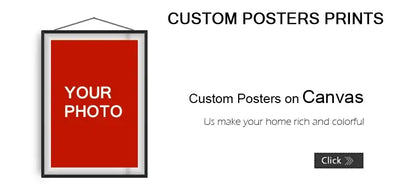 Red canvas wall art print in a black frame with white text personalized by decorbites™ for custom decor
