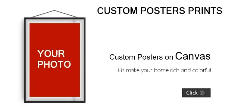 Red canvas wall art print in a black frame with white text personalized by decorbites™ for custom decor