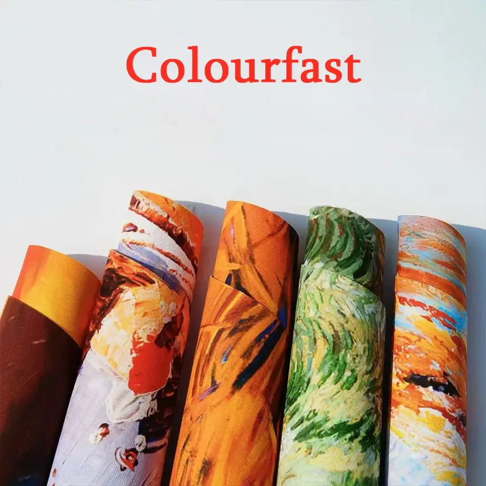 Rolls of decorbites™ personalized custom canvas wall art print featuring vibrant impressionist-style colors orange green blue