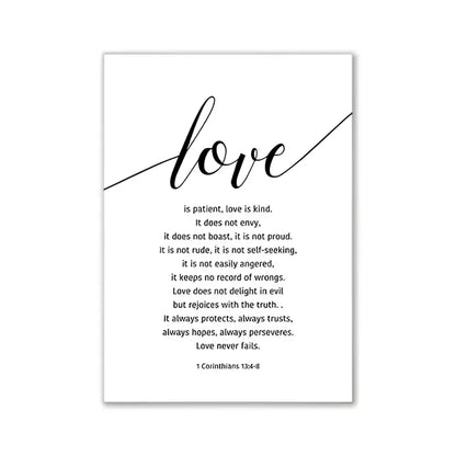 Black calligraphy print wall art of love with 1 corinthians passage for pink aesthetic pink aesthetic wall decor