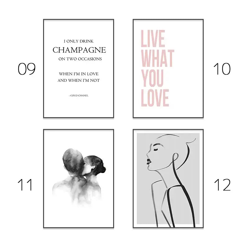 Minimalist black-framed decorbites™ pink aesthetic wall art prints featuring elegant typography for girl’s bedroom