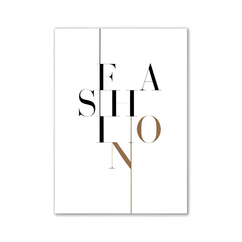 DecorBites™ pink aesthetic wall art print featuring minimalist fashion typography in bold black and gold for room decor