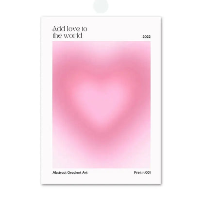 DecorBites™ pink angel number poster featuring soft pink gradient heart art print with minimalist white border and black text