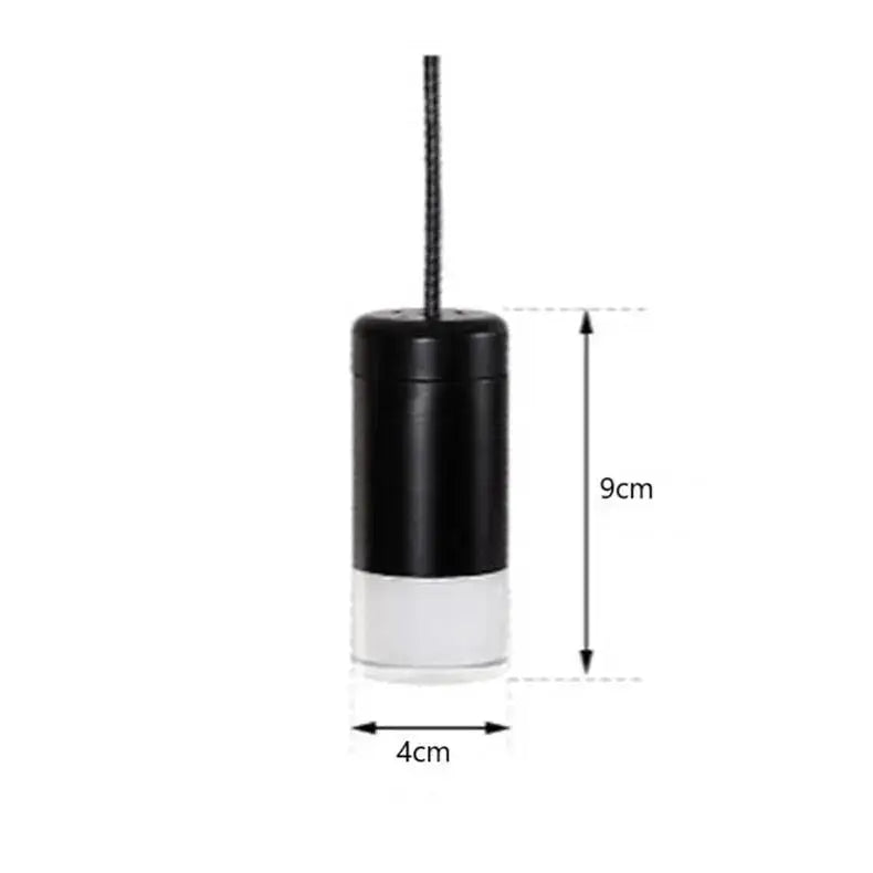 DecorBites™ plug-in hanging lights featuring black and white cylindrical pendant with a textured cord