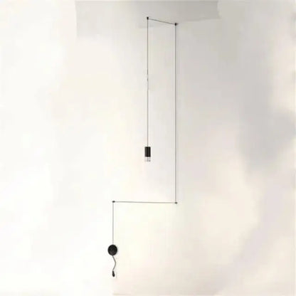 Minimalist black decorbites™ plug-in hanging light with slender metal frame and cylindrical glass bulb