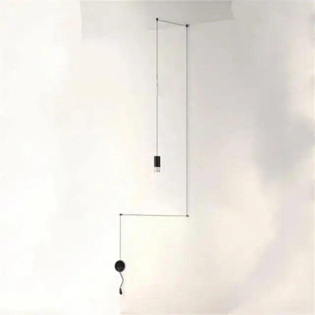 Minimalist black decorbites™ plug-in hanging light with slender metal frame and cylindrical glass bulb