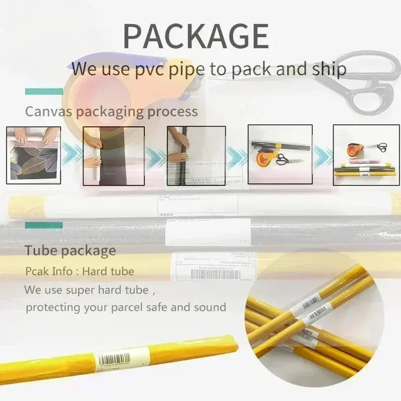 Yellow hard pvc shipping tubes with white labels and barcode protecting decorbites™ poland city posters canvas prints