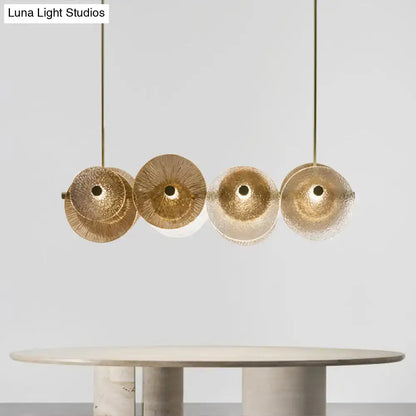 Modern gold-toned decorbites postmodern pendant light with four textured glass shades for 110v-120v and 220v-240v use