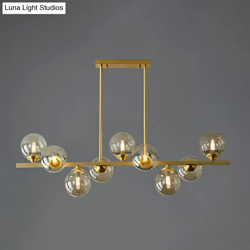 Modern gold finish DecorBites™ postmodern chandelier with amber glass globe shade bulbs for 220v-240v light type illumination