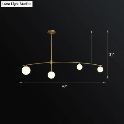 Decorbites postmodern gold island pendant light with brass finish and frosted white glass hanging lamp globes