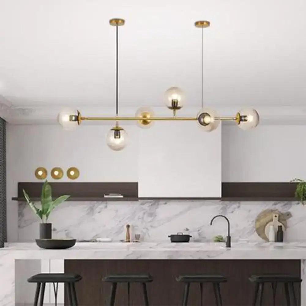 Decorbites postmodern gold island pendant set of 6 with clear glass shades e26 e27 compatible 220v-240v 110v-120v