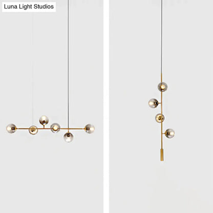 Modern brass pendant lights with spherical glass globes decorbites postmodern gold island pendant set of 6 e26 e27 220v-240v
