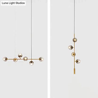 Modern brass pendant lights with spherical glass globes decorbites postmodern gold island pendant set of 6 e26 e27 220v-240v