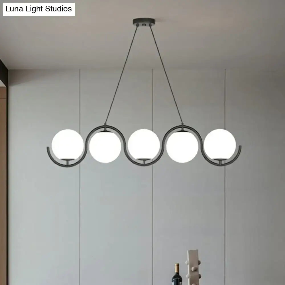 Modern black metal hanging lamp decorbites™ postmodern island light fixture with clear milk white glass shade globes
