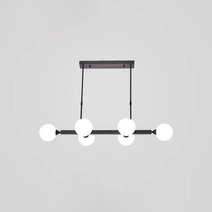 Black modern DecorBites™ postmodern opaline glass molecular island pendant light with four spherical bulbs for dining room