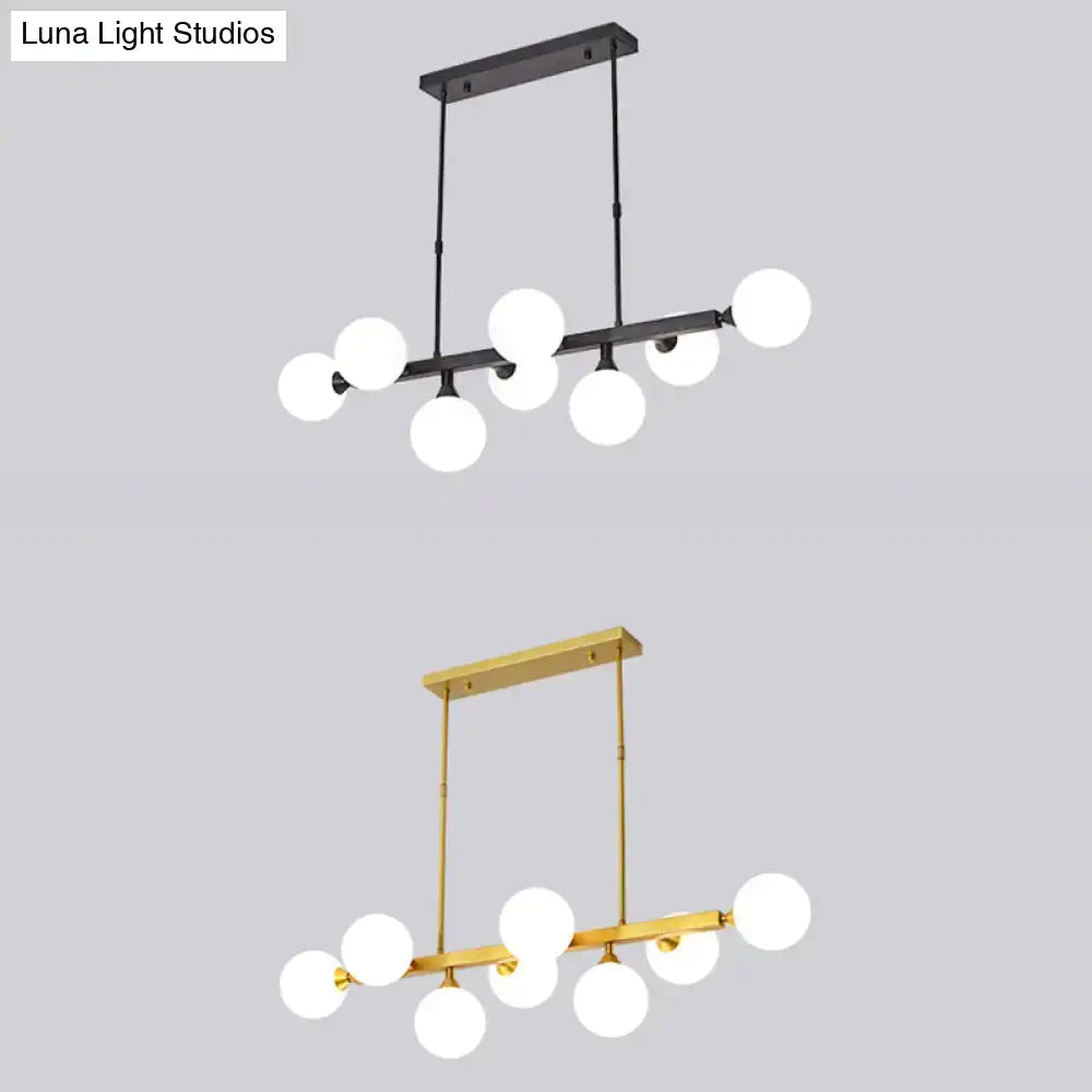 Decorbites™ postmodern opaline glass molecular island pendant light with black metal frame for dining room use