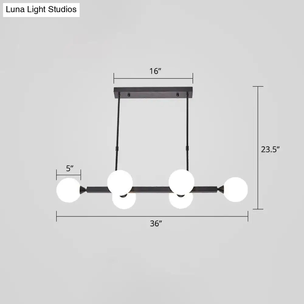 Black decorbites postmodern pendant light with four white opaline glass molecular bulbs for dining room use