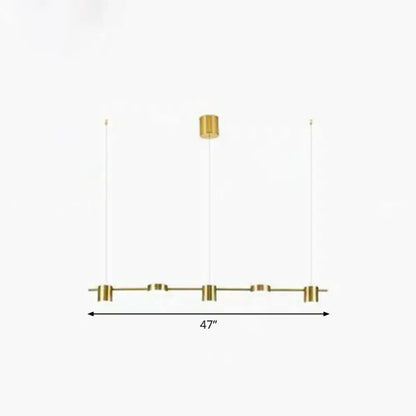 DecorBites™ postmodern straight bar led ceiling light with sleek gold cylindrical metal pendant for kitchen island lighting