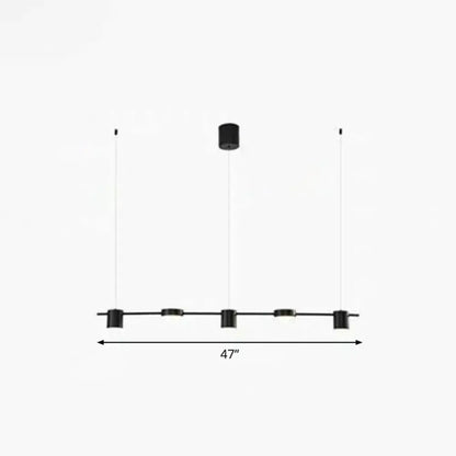 Modern black metal pendant ceiling light with five bulbs and thin cords decorbites straight bar led fixture