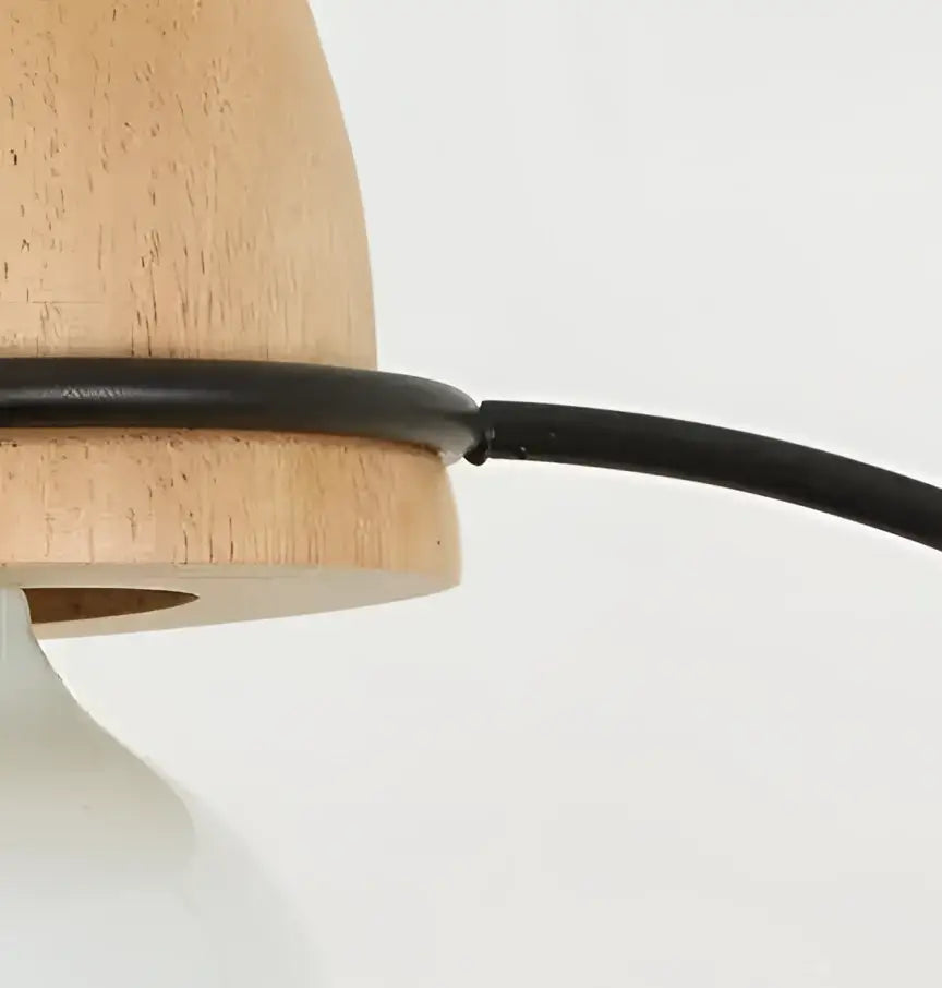 DecorBites™ pot pendant planter light with a minimalist natural wooden lampshade and sleek black cord