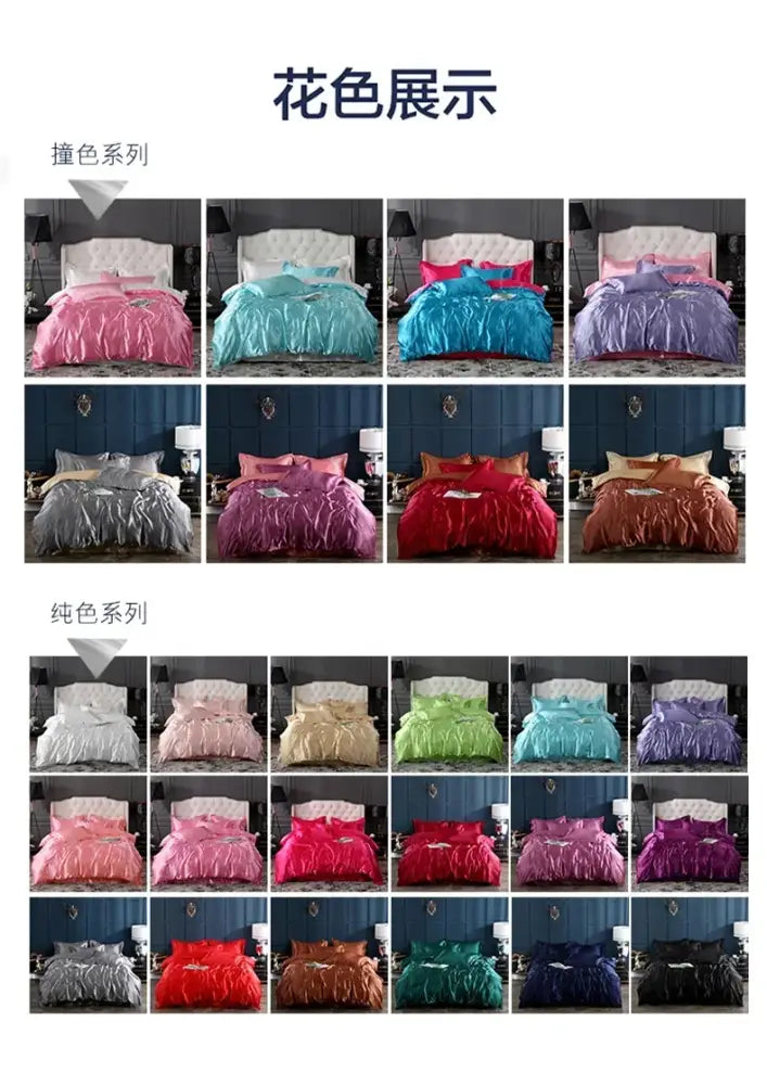 Decorbites premium bedding collection satin duvet cover set in vibrant solid colors with plush ruffled texture pcs suitable
