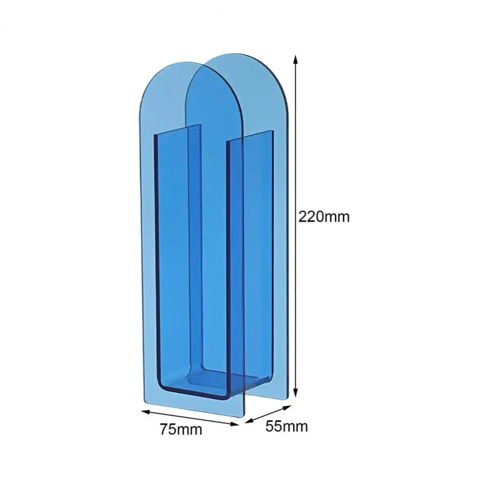 Translucent blue acrylic flower vase with two arched overlapping compartments nordic style decorbites rainbow color