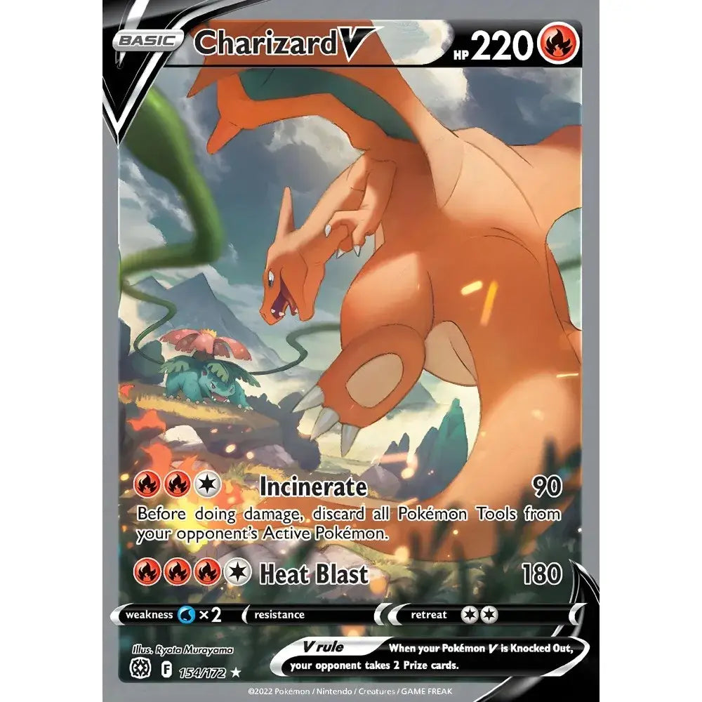 Decorbites™ rare japanese anime charizard cartoon card poster with fiery orange design and black-and-white border