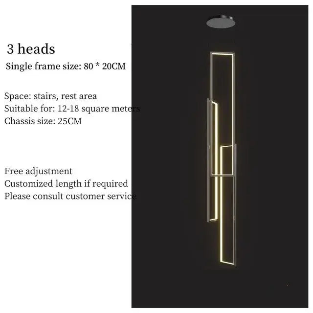 Modern minimalist DecorBites™ rectangular led chandelier with warm golden glow and sleek metallic luster rectangle frame