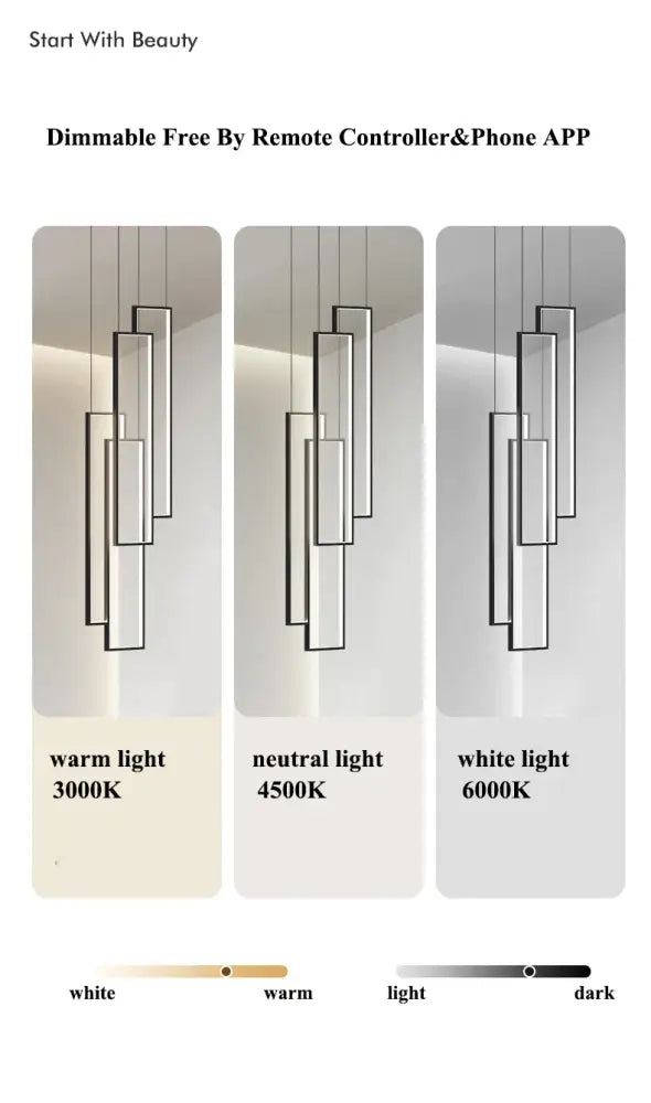 Decorbites™ rectangular led chandelier featuring sleek black metal frame and glass panels with warm neutral or white light options for modern living spaces modern luster rectangle lighting design