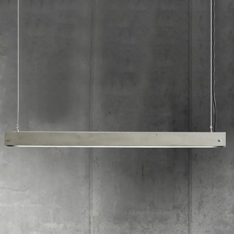 Decorbites™ rectangular led pendant light in cement grey with brushed stainless steel finish for dining room island lighting