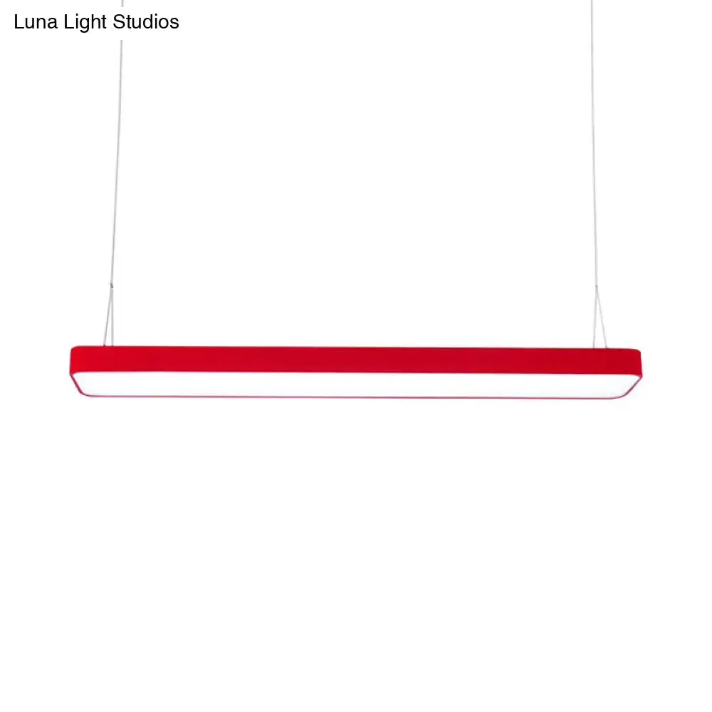 Decorbites red rectangular led island pendant light with acrylic shade and minimalist white interior for kids room 110v-120v