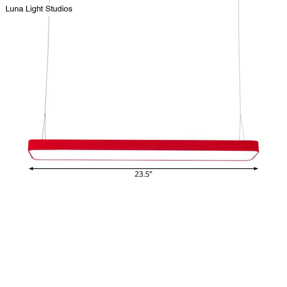 Decorbites red rectangular led island pendant light with acrylic shade white interior 110v-120v light fixture for kids room