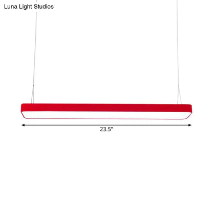 Decorbites red rectangular led island pendant light with acrylic shade white interior 110v-120v light fixture for kids room