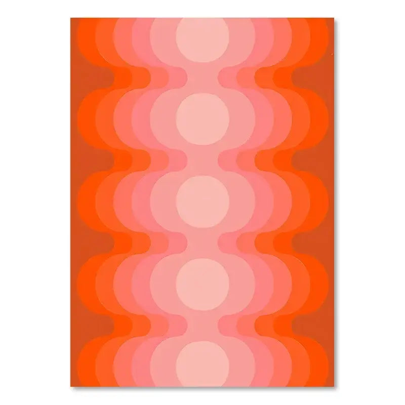 Decorbites™ retro art prints multicolor canvas painting featuring vibrant orange and pink retro stripes pattern