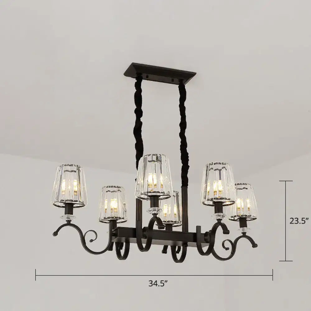 DecorBites retro black crystal pendant light with six clear glass e12 e14 shades for dining room use