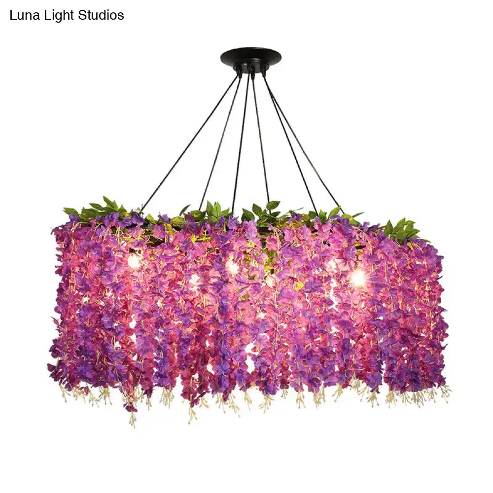 Decorbites retro floral metal island light fixture purple ceiling light with vibrant wisteria and pink flowers