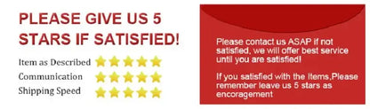 Red envelope with white text urging customers to leave a 5 star rating for decorbites retro iron flower vase pot ornament