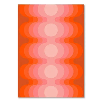 DecorBites™ retro rainbow boho art prints canvas featuring vibrant orange and pink concentric circular pattern