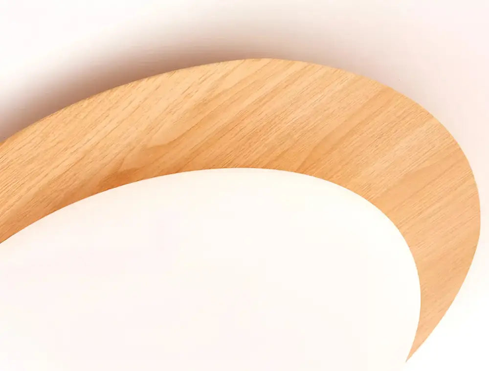 Lightweight curved decorbites™ retro-style walnut acrylic ceiling light with smooth finish and natural wood grain for living room