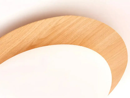 Lightweight curved decorbites™ retro-style walnut acrylic ceiling light with smooth finish and natural wood grain for living room