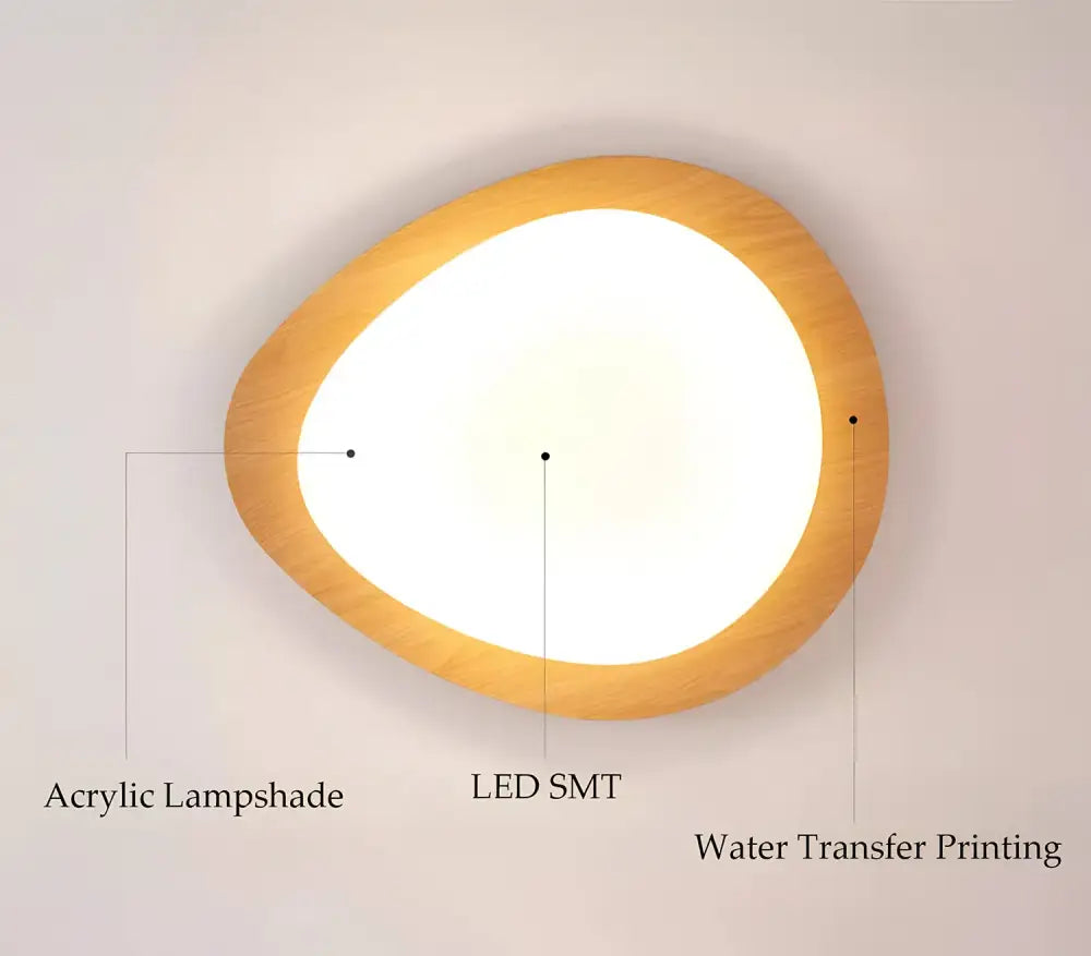 DecorBites™ retro-style walnut color ceiling light with wooden frame acrylic shade and led smt technology for living room