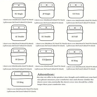 Detailed size chart in cm and inches for decorbites™ rose embroidered duvet set princess style covers and pillowcases
