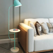 DecorBites™ mint green metal floor lamp with swivel shade, marble table, bulb base, led incandescent fluorescent compatible